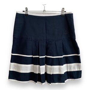 Helly Hansen - Navy/White Linen SAIL Pleated Skater Skirt - Size Medium